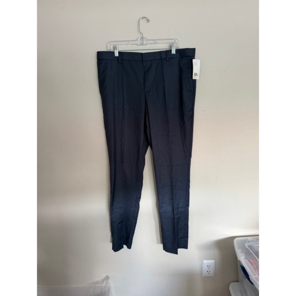 HM Men Slim Fit Dress Pants Navy  Flat Front Trousers 38R 1252892-003-76-1-8616